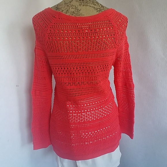 Ann Taylor Coral LOFT Mesh Shirt Top - Picture 3 of 5